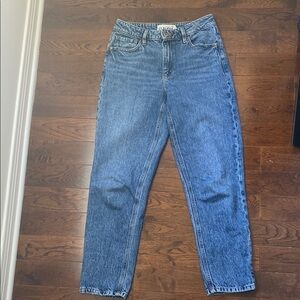Dynamite High-Rise Straight-Leg Jeans in Medium Wash Blue